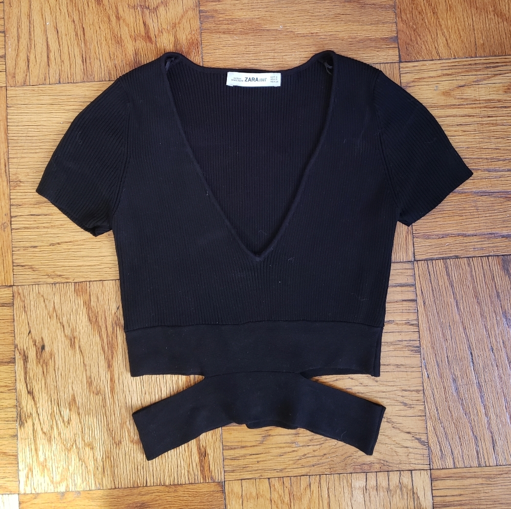 Zara black sweater cut out shirt - size small - Picture 5 of 6